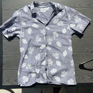 Mens grey floral dress shirt small